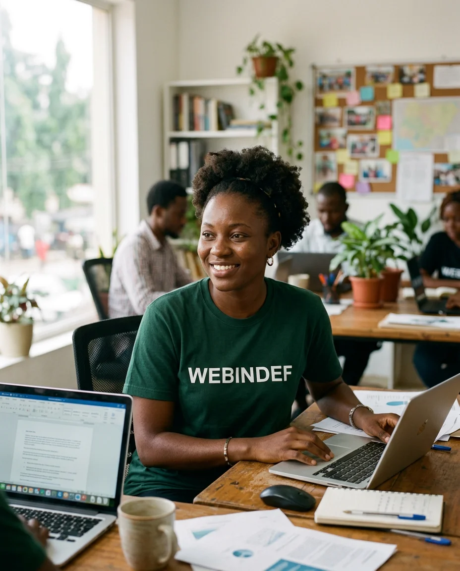 A WEBINDEF team member working in an office